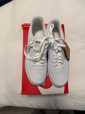 Nike Red and White Shoe Box with Swoosh Branding